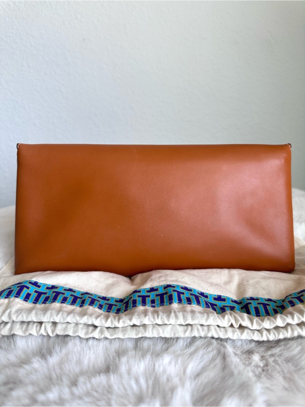 Tory Burch Miller Leather Clutch Brown NEW - Picture 5 of 15